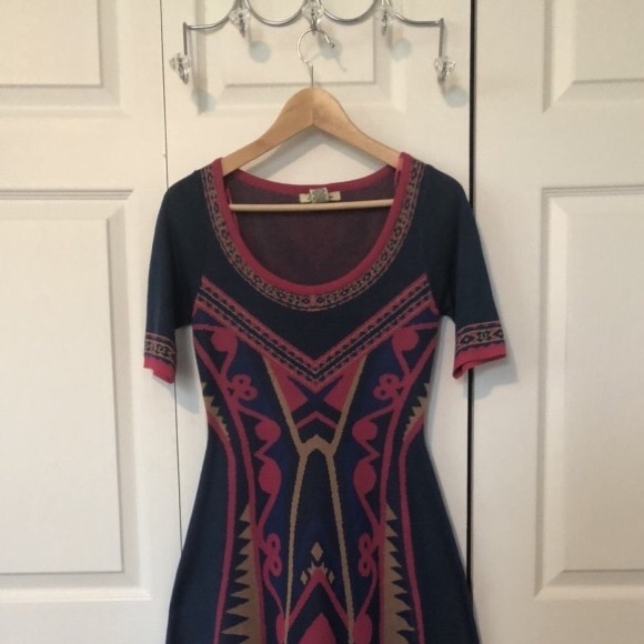 Patterned navy dress - Picture 1 of 3